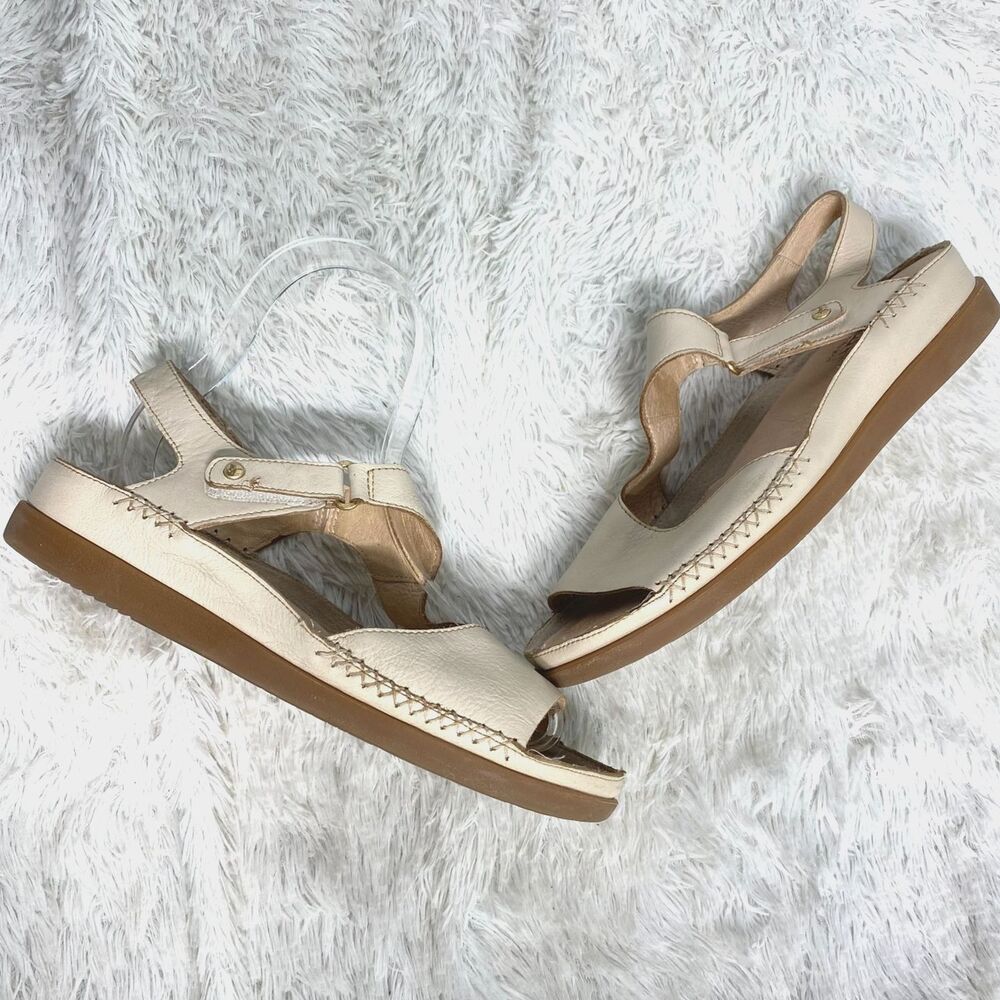 Pikolinos Womens Cream Tan Beige Leather Strappy Slingback Sandals EU 40